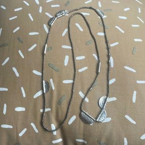 JJill hammered silver with gold seed beads Layering Necklace 💋